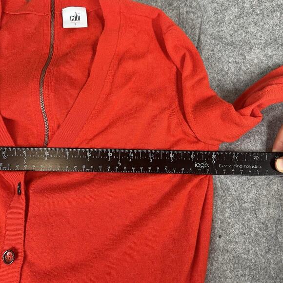 Cabi Cobblestone Cardigan Sweater Fiery Red Full Zip Back Small 3155 - Picture 5 of 8